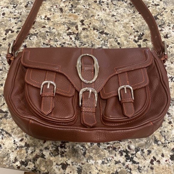 BCBG Max Azria y2K handbag brown pebbled leather shoulder bag - Picture 3 of 9